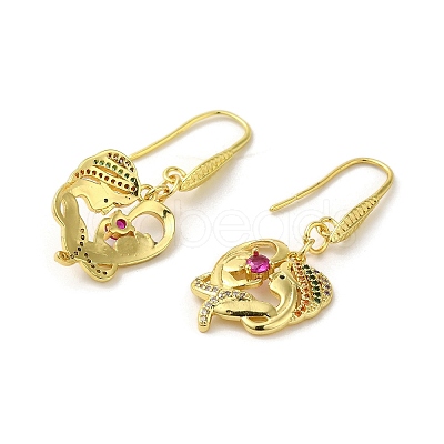 Mother & Baby Rack Plating Brass Micro Pave Cubic Zirconia Dangle Earrings EJEW-C090-04G-1