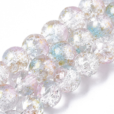 Transparent Spray Painted Crackle Glass Bead Strands GLAA-N035-03C-A07-1