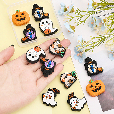 CHGCRAFT 10pcs 5 style Halloween Silicone Beads SIL-CA0002-47-1