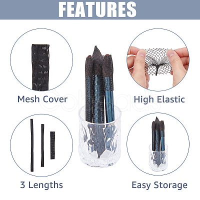 SUPERFINDINGS 90Pcs 3 Style PE Makeup Brush Protector Reusable Expandable Mesh Cover AJEW-FH0003-18B-1