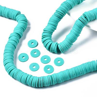 Flat Round Handmade Polymer Clay Beads CLAY-R067-12mm-34-1