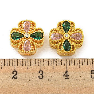 Brass Cubic Zirconia Beads KKB-L215-035G-1