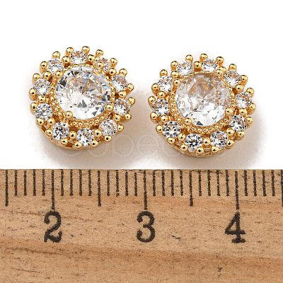 Brass Micro Pave Cubic Zirconia Beads KK-U037-06G-01-1