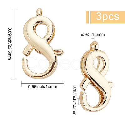 CREATCABIN 3Pcs Brass Lobster Claw Clasps KK-CN0001-62-NF-1