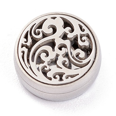 304 Stainless Steel Magnetic Diffuser Locket Aromatherapy Essential Oil Buckle AJEW-M027-12P-1