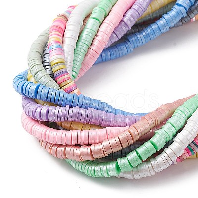 10 Strands 10 Colors Handmade Polymer Clay Beads Strand CLAY-YW0001-92-1