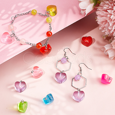 SUNNYCLUE 100Pcs 10 Colors Valentine's Day Transparent Resin Pendants FIND-SC0003-28-1