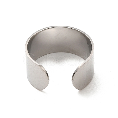 Non-Tarnish 304 Stainless Steel Open Cuff Ring Components STAS-C067-01B-P-1