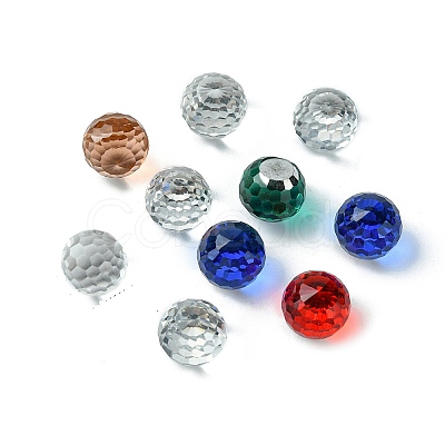 Faceted Round Glass Cabochons GGLA-YW001-13B-1