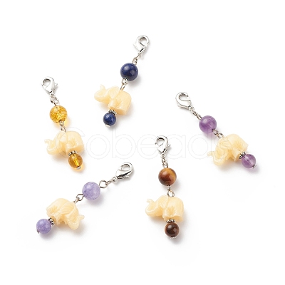 Natural Gemstone Beaded Pendant Decorations HJEW-JM00711-02-1