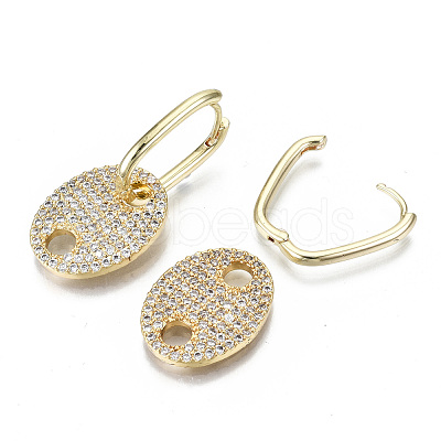 Brass Micro Pave Clear Cubic Zirconia Huggie Hoop Earring EJEW-N011-44G-1