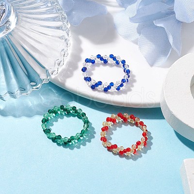 3Pcs Glass Finger Rings RJEW-TA00119-1