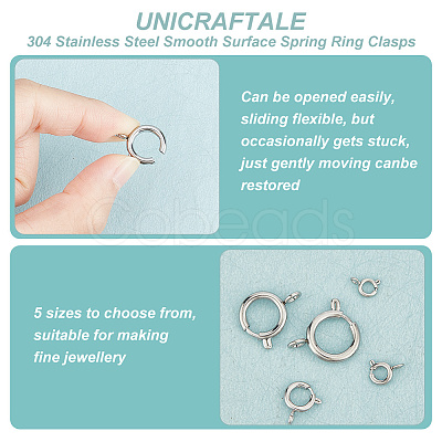 Unicraftale 304 Stainless Steel Smooth Surface Spring Ring Clasps STAS-UN0009-44P-1