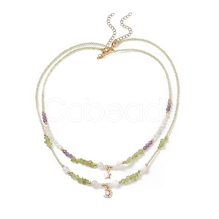 Star & Moon Pendant Necklaces Sets for Women NJEW-JN04128-1