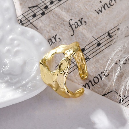 Textured Brass Cuff Finger Rings for Women RJEW-G337-29G-1