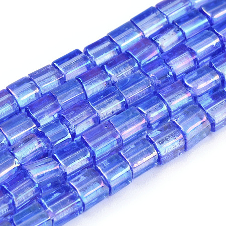 Transparent Electroplate Glass Bead Strands GLAA-N047-08-C04-1