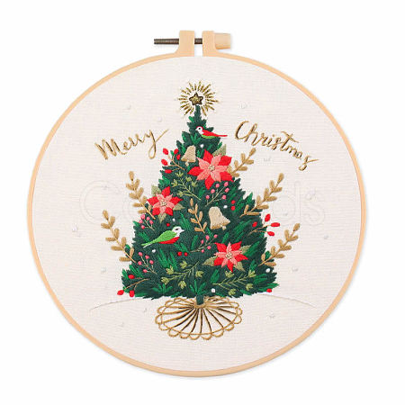 DIY Christmas Theme Embroidery Kits XMAS-PW0001-175A-1