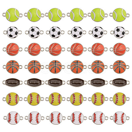 CHGCRAFT 42Pcs 7 Styles Sports Ball Theme Alloy Enamel Connector Charms ENAM-CA0001-81-1