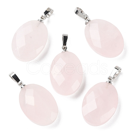 Natural Rose Quartz Pendants G-E603-03P-04-1