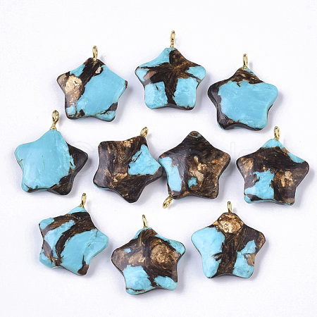 Assembled Synthetic Turquoise and Bronzite Pendants G-S366-002I-1