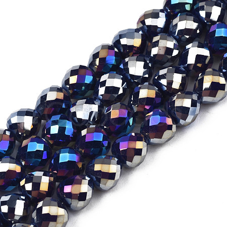 Electroplate Opaque Solid Color Glass Beads Strands EGLA-N002-26-B01-1