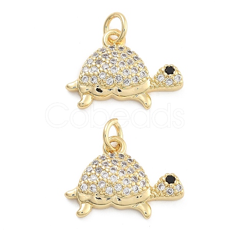 Brass Pave Clear Cubic Zirconia Pendants KK-U009-12C-G-1