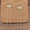 Ancient Style Alloy with Iron Hair Fork Finding, for DIY Jewelry Accessories, Leaf, Light Gold, 75mm, 20pcs/set