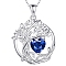 925 Sterling Silver Double-Layer Necklace, Twelve Birthstone Pendants, Tree of Life, Platinum, Blue, 16.14~19.69 inch(41~50cm)