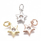 Brass Micro Pave Cubic Zirconia Charms, with Jump Ring, Long-Lasting Plated, Star, Mixed Color, Clear, 10x9x2mm, Hole: 3mm