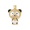 Brass Micro Pave Cubic Zirconia Pendants, with Enamel, Real 18K Gold Plated, Panda, White, 26.5x19.5x5.5mm, Hole: 4x3mm