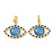 Rack Plating Brass Micro Pave Cubic Zirconia Pendant, with Glass, Long-Lasting Plated, Evil Eye, Real 18K Gold Plated, Deep Sky Blue, 30x28.5x5.5mm, Hole: 6mm