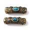 Rack Plating Brass Beads, with Synthetic Turquoise Beads, Cadmium Free & Lead Free, Tube with Butterfly, Blue, Brushed Antique Bronze, 25x11.5mm, Hole: 5.5mm