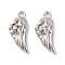 Brass Micro Pave Clear Cubic Zirconia Charms, Cadmium Free & Lead Free, Wing, Platinum, 14x6x2mm, Hole: 1.2mm