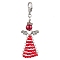 Angel Glass Seed Beads Pendants Decrotions, Alloy Lobster Clasp Charms Ornaments, Red, 68mm