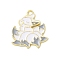 Alloy Enamel Pendants, Golden, Nine-tailed Fox Charm, Gray, 27x23.5x1.5mm, Hole: 2mm