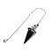 Resin Pointed Dowsing Pendulums, with Natural Obsidian Chips Inside and Brass Findings, Faceted Cone, 240mm