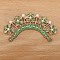 Crown Alloy Enamel Hair Finding, for DIY Jewelry Accessories for Women Girl, Green, 75x45mm