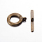 Tibetan Style Zinc Alloy Toggle Clasps, Lead Free, Cadmium Free and Nickel Free, Antique Bronze, Ring: 17mm wide, 21mm long, Bar: about 29mm long, hole: 2mm