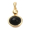 Brass Pendants, Oval with Cabochon Charms, Real 18K Gold Plated, 23x13.5x6.5mm, Hole: 3x4.5mm