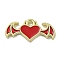 Rack Plating Alloy Enamel Pendants, Lead Free & Cadmium Free, Heart with Wing Charm, Golden, 9.5x20x2mm, Hole: 1.6mm