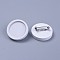 Stainless Steel Brooch Cabochon Bezel Settings, with Wood Tray, Flat Round, White, Tray: 25mm, 31x5mm