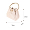 Imitation Leather Handbags, Rhinestone Handle Women Totes Bags, Misty Rose, 16x14x9cm