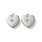 304 Stainless Steel with Rhinestone Pendants, Heart Charms, Stainless Steel Color, 11.5x11x4mm, Hole: 1.4mm