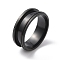 Titanium Steel Grooved Finger Ring for Men Women, Electrophoresis Black, Inner Diameter: 20mm