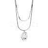 Non-Tarnish Stainless Steel Round Snake & Link Chains Double Layer Necklaces LK2067-2-1