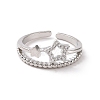 Clear Cubic Zirconia Hollow Out Star Open Cuff Ring RJEW-H127-33P-2