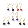 Natural Gemstone Round Beads Dangle Earrings EJEW-JE04069-1
