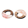 Transparent Resin & Walnut Wood Pendants RESI-T035-20-A01-3