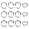 Unicraftale 12pcs Alloy Spring Gate Ring with Rhinestone FIND-UN0003-37P-1