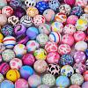 Printed Round with Leopard Print Pattern Silicone Focal Beads SI-JX0056A-09-4